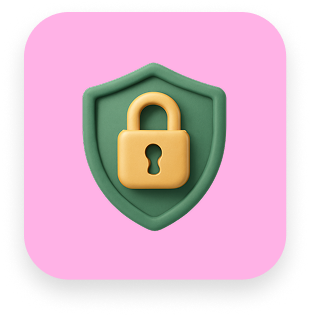 Grünes Schild mit goldenem Schloss in der Mitte vor pinkem Hintergrund