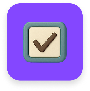 Checkmark vor blauem Hintergrund